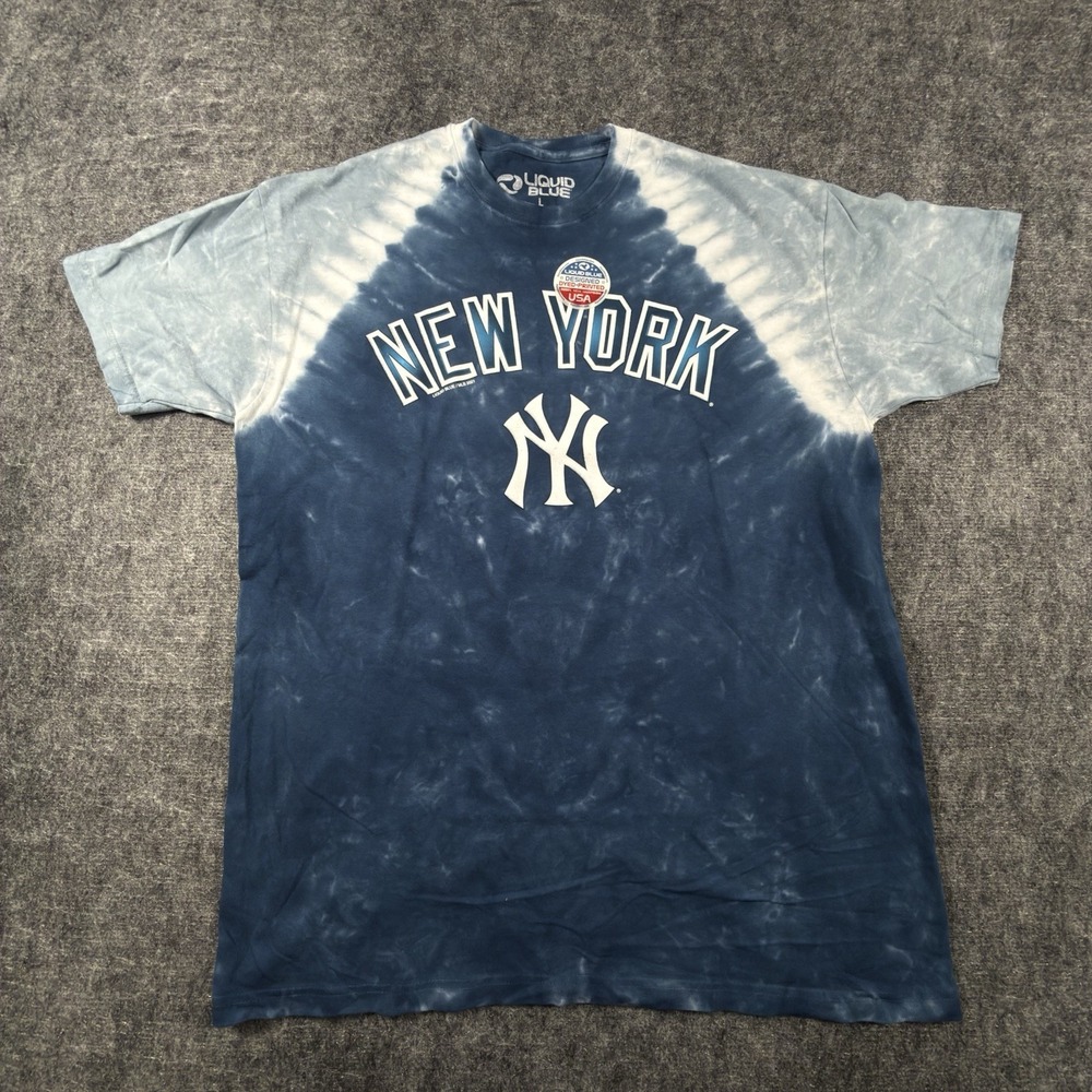 Liquid Blue New York Yankees Tie Dye T Shirt Adult L MLB Baseball Blue NWOT